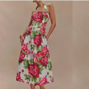 Meshki Juana  Halter Midi Dress  in  Rose